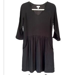 Garnet Hill 3/4 Sleeve Black Lined Viscose Dress Sz 6